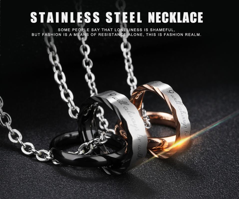 Pendant Necklaces Fate Love Double Circles Stainless Steel Necklace Couple For Wedding Romantic Valentine's Day Gift
Pendant Necklaces Fate Love Double Circles Stainless Steel Necklace Couple For Wedding Romantic Valentine's Day Gift