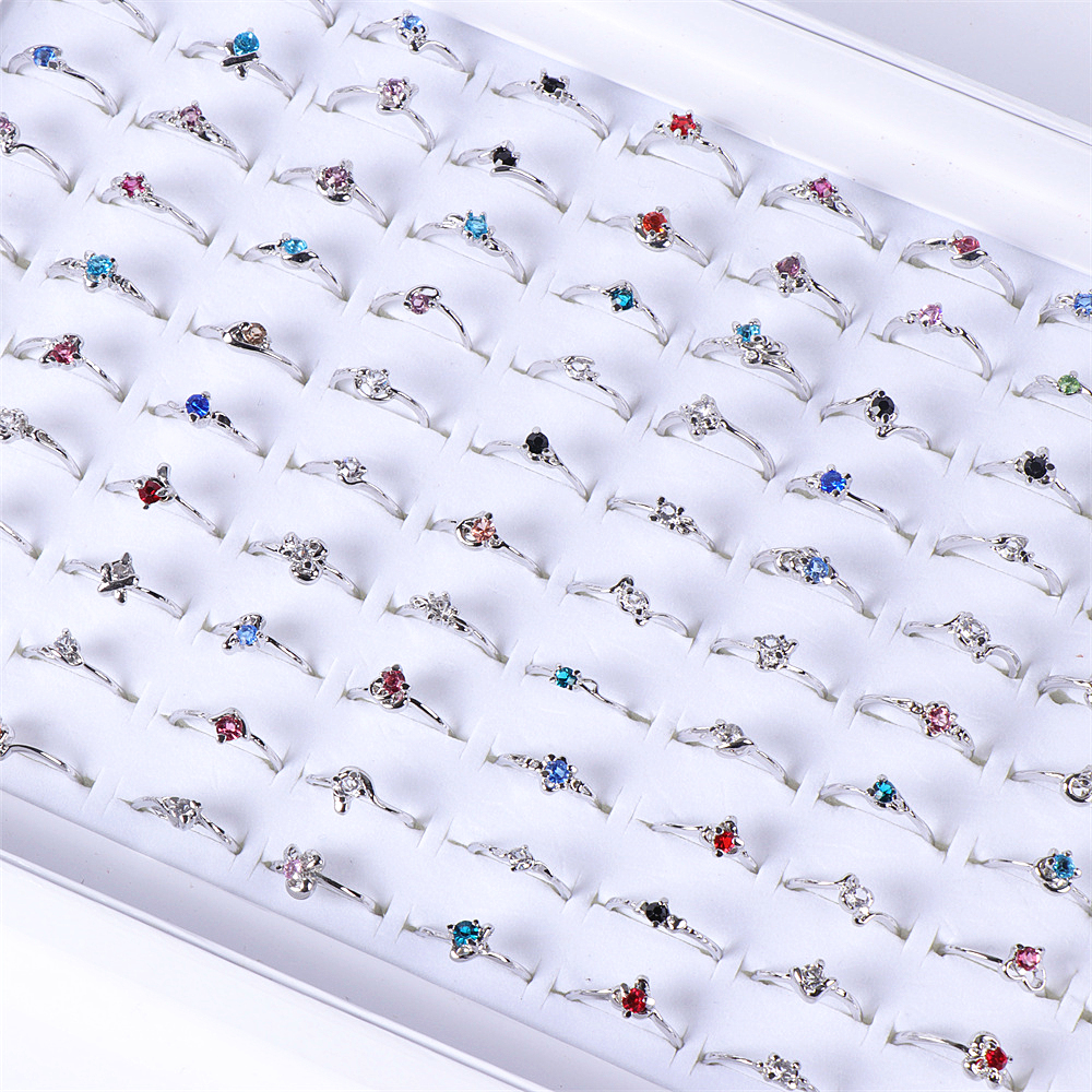 50Pcs/Lot Fashion Colorful Sparkling Zircon Crystal Rings For Women Engagement Wedding Jewerly
50Pcs/Lot Fashion Colorful Sparkling Zircon Crystal Rings For Women Engagement Wedding Jewerly