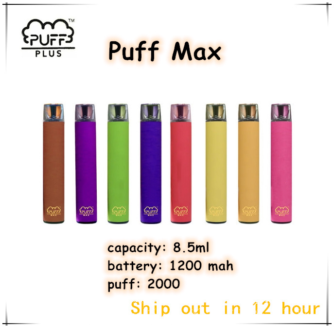 Newest Puff Max 2000 Puffs Disposable Cigarettes 1200mah Battery 8.5ml local Vapes Pen VS Puffbar bars Bar Plus
Newest Puff Max 2000 Puffs Disposable Cigarettes 1200mah Battery 8.5ml local Vapes Pen VS Puffbar bars Bar Plus