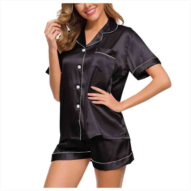 Womens Nightgown Pajama Sets Satin Silk Nightwear Women Lingerie Set Sexy Underwear Suit Ladies Women Short Loose Pajama Set, Black;red
Womens Nightgown Pajama Sets Satin Silk Nightwear Women Lingerie Set Sexy Underwear Suit Ladies Women Short Loose Pajama Set, Black;red