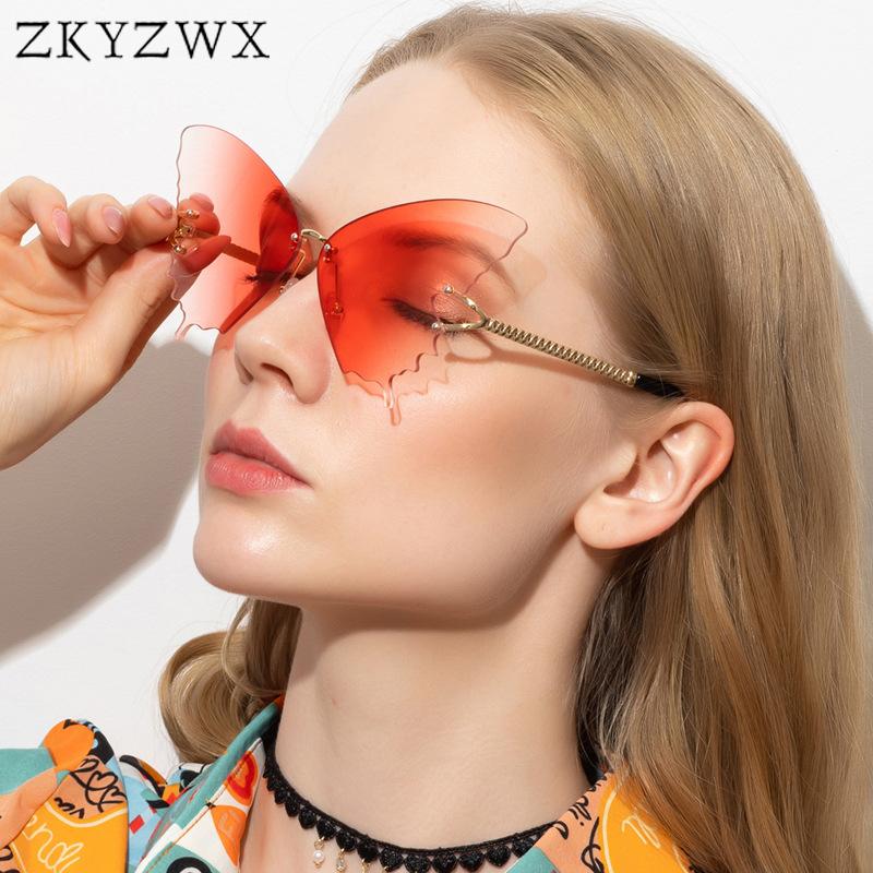 ZKYZWX Festival Butterfly Sunglasses Women Ocean Lens Rimless Sunglasses for Men Luxury Design Street Shot Oversized Glasses
ZKYZWX Festival Butterfly Sunglasses Women Ocean Lens Rimless Sunglasses for Men Luxury Design Street Shot Oversized Glasses