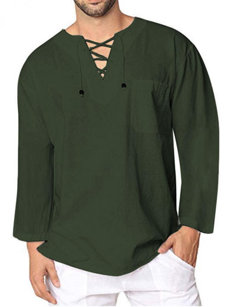 Autumn corns tie stand collar pullover long sleeve T-shirt cotton and linen men's sports shirt, Black
Autumn corns tie stand collar pullover long sleeve T-shirt cotton and linen men's sports shirt, Black