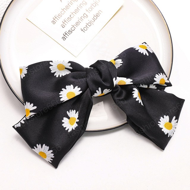 Daisy Knotted Bow Hairpin Women Hair Clips Hair Jewelry Accessories Barrettes Girls Headwear Headdress Print Spring Clips
