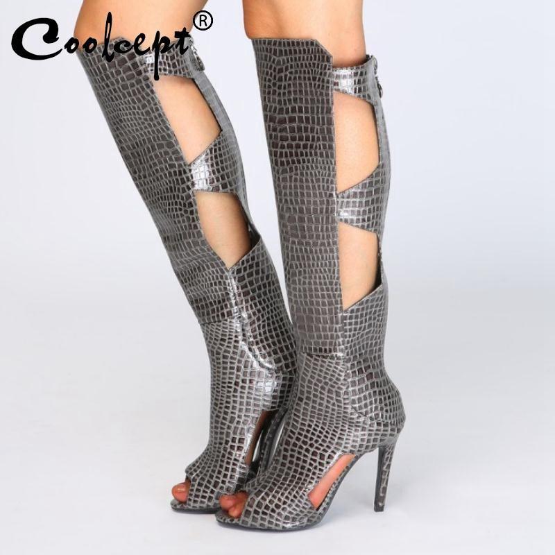Coolcept Colors Customized Boots Sexy Party Knee High Boots Woman High Heel Brand New Shoes Summer Plus Size 34-471, Black
Coolcept Colors Customized Boots Sexy Party Knee High Boots Woman High Heel Brand New Shoes Summer Plus Size 34-471, Black