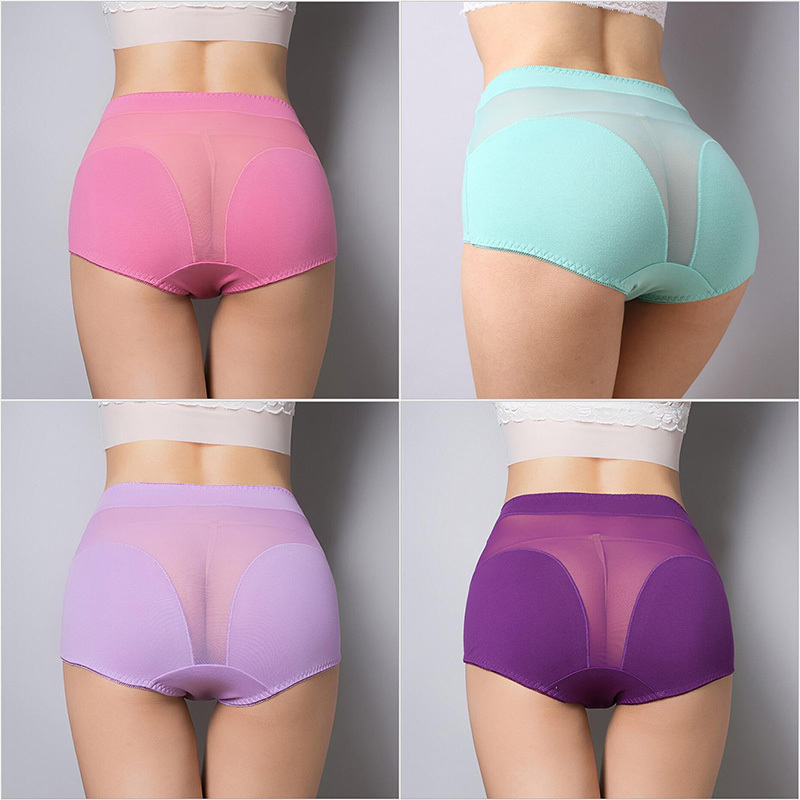BllooBeell 4pcs Women Cotton Underwear Sexy Panties Hollow Out Lace Women's Briefs High-Rise Ladies Underpants Size L/XL/XXXL 201112