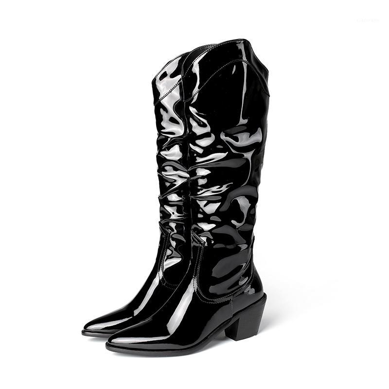 Lucyever Women Fashion Slip on Patent Leather Boots Pointed Toe High Heels Shoes Woman Autumn Winter Black Knee High Boots Mujer1
Lucyever Women Fashion Slip on Patent Leather Boots Pointed Toe High Heels Shoes Woman Autumn Winter Black Knee High Boots Mujer1