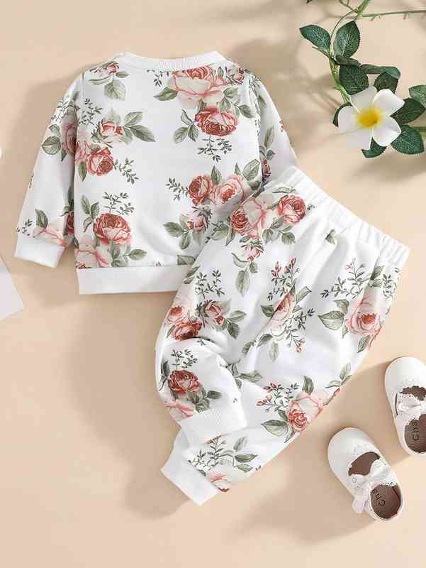 Baby Floral Print Pullover & Sweatpants SHE