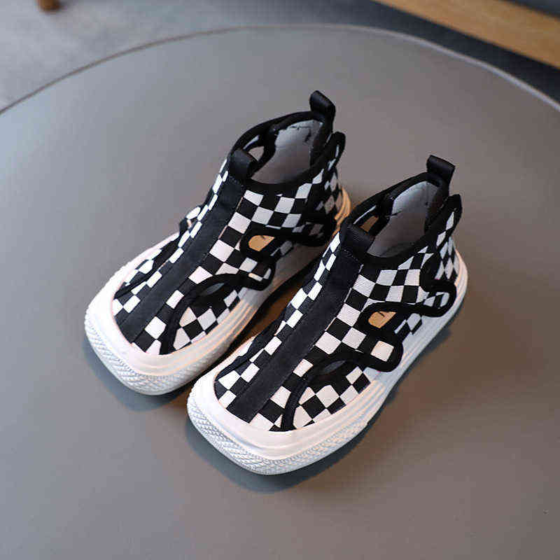 children autumn and spring canvas shoes high top girls fashion leopard shoes boys breathable lattice hollow sneakers G220308