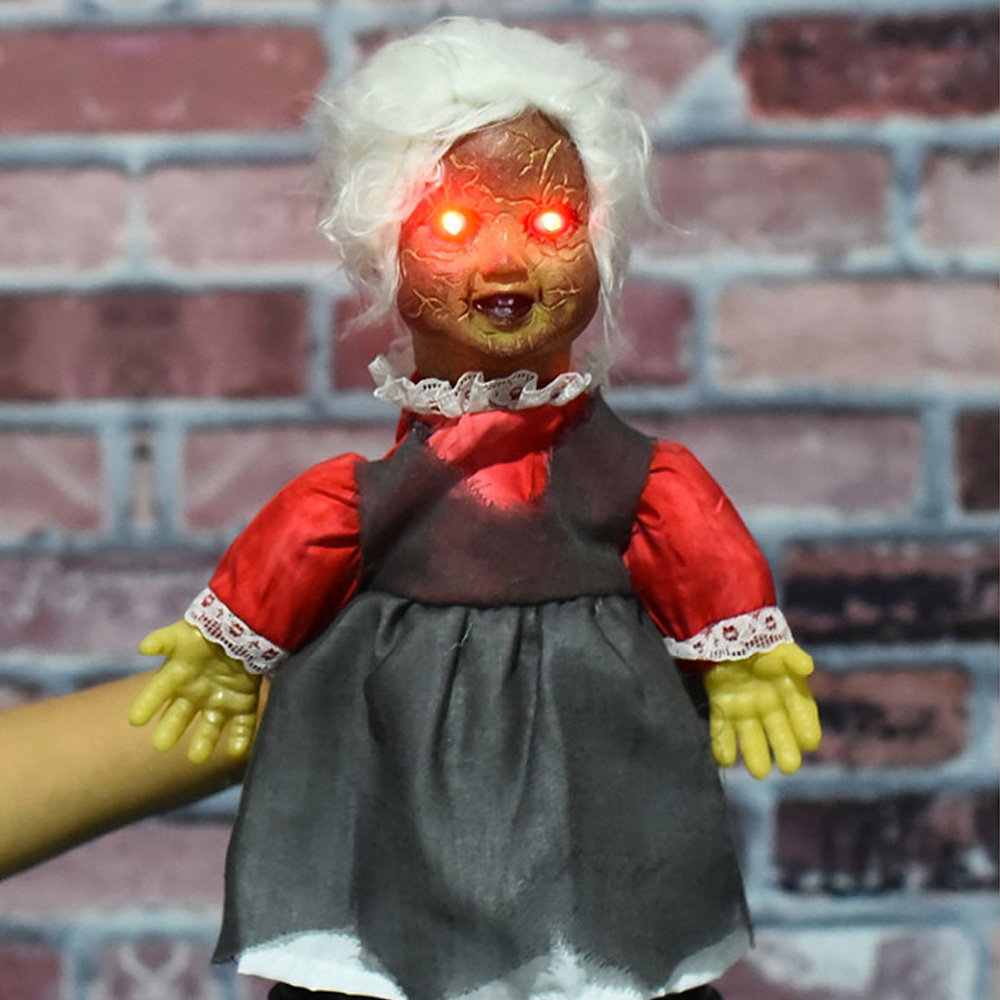 Halloween Props Ghost Doll Electric Walking Toys With Shinning Eyes For Horror Decoration Party Kids Gift 34cm Y201006