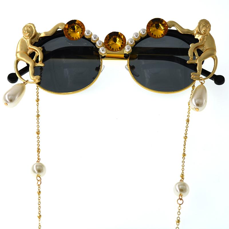 Sunglasses 2021 Lady Gold Monkey Baroque Brand Metal Retro Leopard Frame Beach Chain Pearl Round Sun Glasses For Women
Sunglasses 2021 Lady Gold Monkey Baroque Brand Metal Retro Leopard Frame Beach Chain Pearl Round Sun Glasses For Women