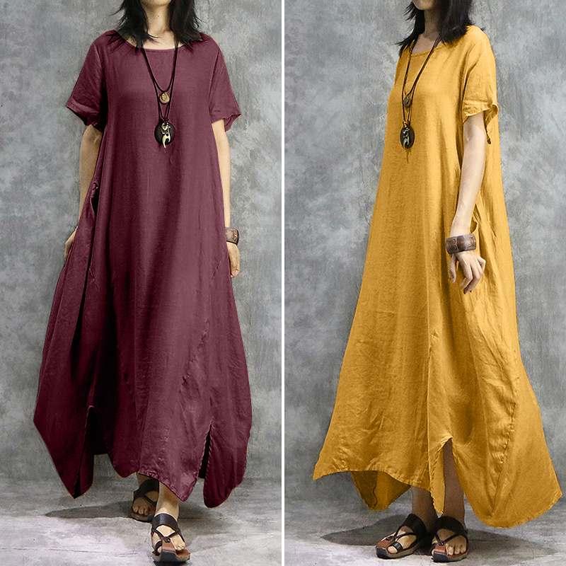 Retro Linen Maxi Dress Women' Summer Sundress 2020 ZANZEA Casual Short Sleeve Tunic Vestidos Female Solid Robe Oversized 5XL, Black
Retro Linen Maxi Dress Women' Summer Sundress 2020 ZANZEA Casual Short Sleeve Tunic Vestidos Female Solid Robe Oversized 5XL, Black