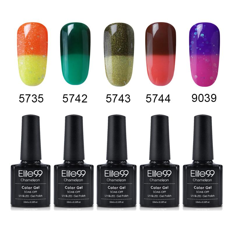 Elite99 5 Pieces/lot Thermal Nail Art Gel Polish 10ml Soak Off Temperature Color Changing UV Nails Manicure Polish Gel Varnish