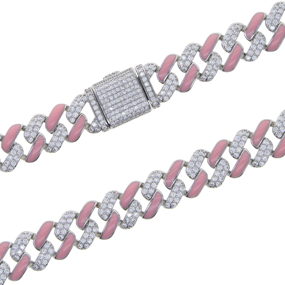 2021 Iced Out Rainbow Enamel Women Hip Hop Choker Jewelry Pave 5A Cubic Zirconia 11mm Cuban Chain Choker Necklace Jewelry Drop Ship