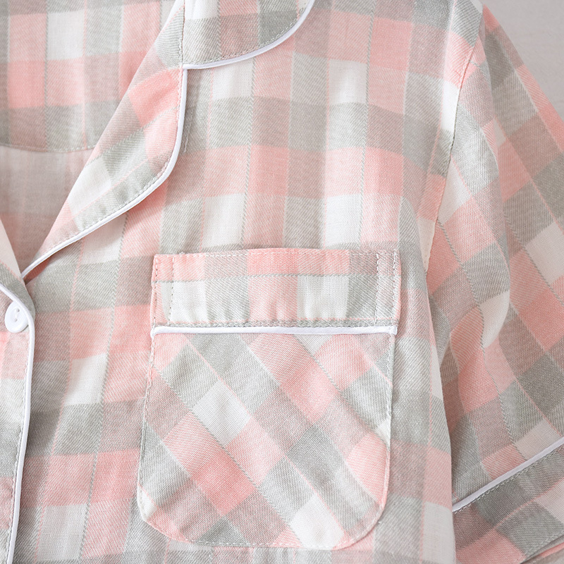 Women's Pajamas Cotton Plaid Casual Homewear Comfortable Thin Pajamas Suit Summer New Short Sleeve Shorts Two Piece Pyjama Set T200429