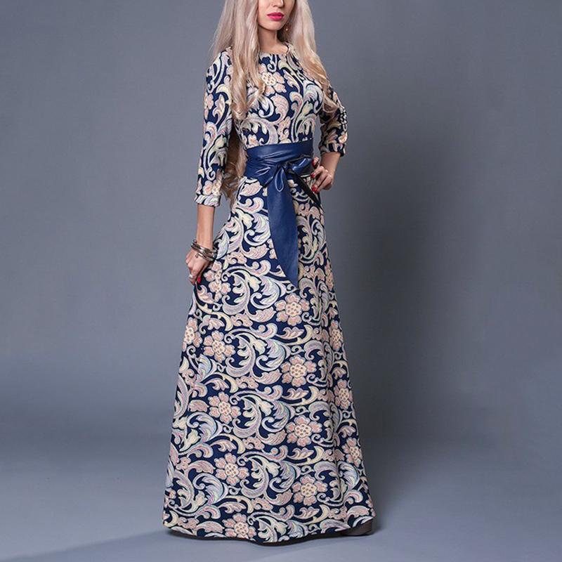 Women Spring Autumn A-Line Ankle-Length Nice Dresses Flower Print 3/4 Sleeve Elegant Empire O-Neck Sashes Casual Vestidos 7Q1844, As pic
Women Spring Autumn A-Line Ankle-Length Nice Dresses Flower Print 3/4 Sleeve Elegant Empire O-Neck Sashes Casual Vestidos 7Q1844, As pic