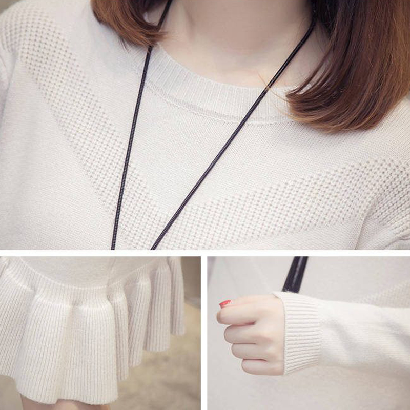 New Ruffle Loose Sweater Dress Autumn Winter Casual Long Sleeve Bodycon Dresses Ladies Plus Size Knitted Trumpet Dress 201110