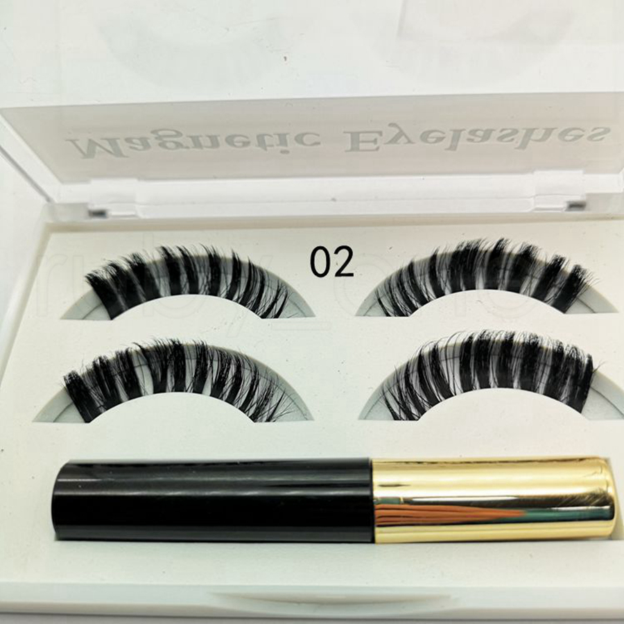 Magnetic Eyelashes Eyeliner Set Magnetic Natural Long Waterproof False Eyelashes Extension Eye Makeup Tools Set De Delineador De Ojos Con Pestanas Mag