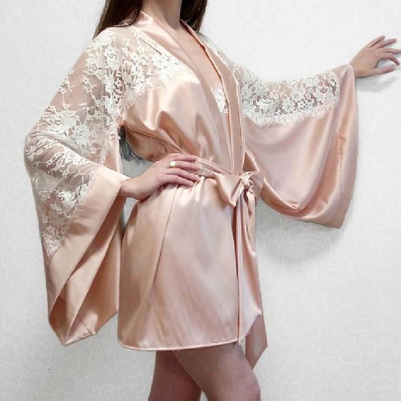 Sleepwear Robe Woman European And American Hot Sale Kimono Satin Lace Femme Nightgown Long Sleeve Bangdage Home Suit Lounge Set1, A287
Sleepwear Robe Woman European And American Hot Sale Kimono Satin Lace Femme Nightgown Long Sleeve Bangdage Home Suit Lounge Set1, A287