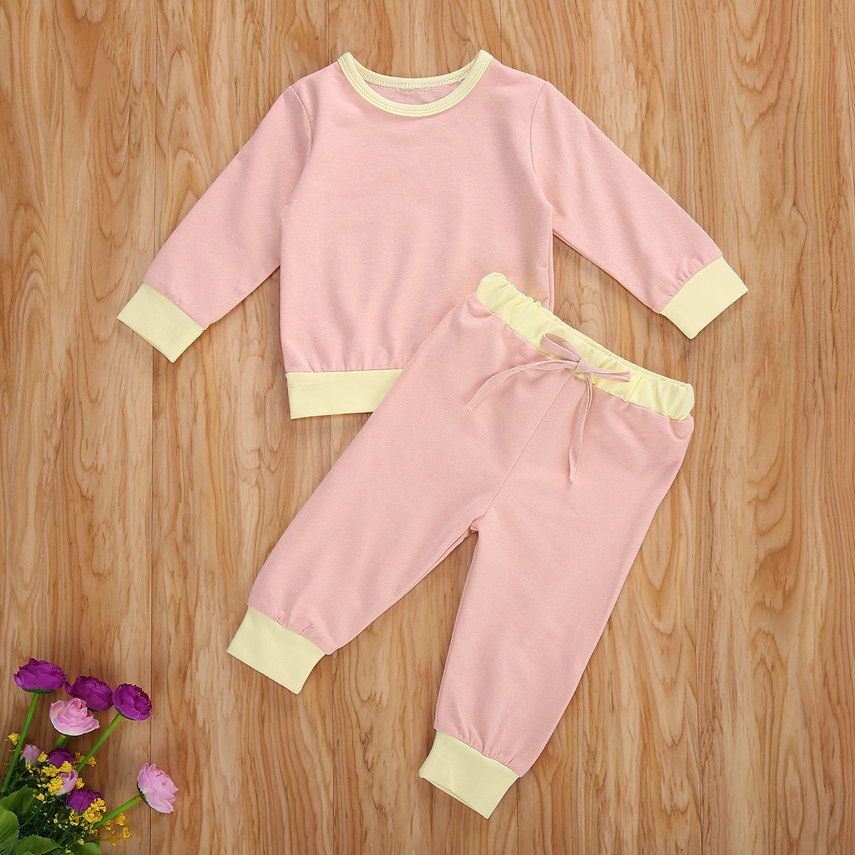 Casual Autumn Children Set Newborn Kids Baby Boys Girls Long Sleeve T-shirt Tops Pants 2pcs Outfits Warm Clothes Set 1-5 YearsX1019