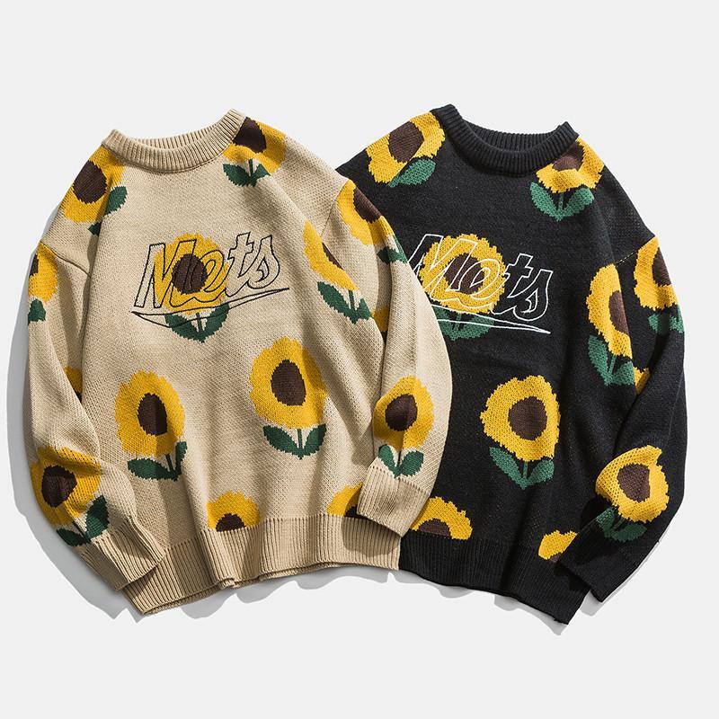 Retro Men Sweaters Sunflower Pattern O-neck Acrylic Oversize Hip Hop Streetwear Harajuku Pullover Autumn New Man's Sweaters, White;black
Retro Men Sweaters Sunflower Pattern O-neck Acrylic Oversize Hip Hop Streetwear Harajuku Pullover Autumn New Man's Sweaters, White;black