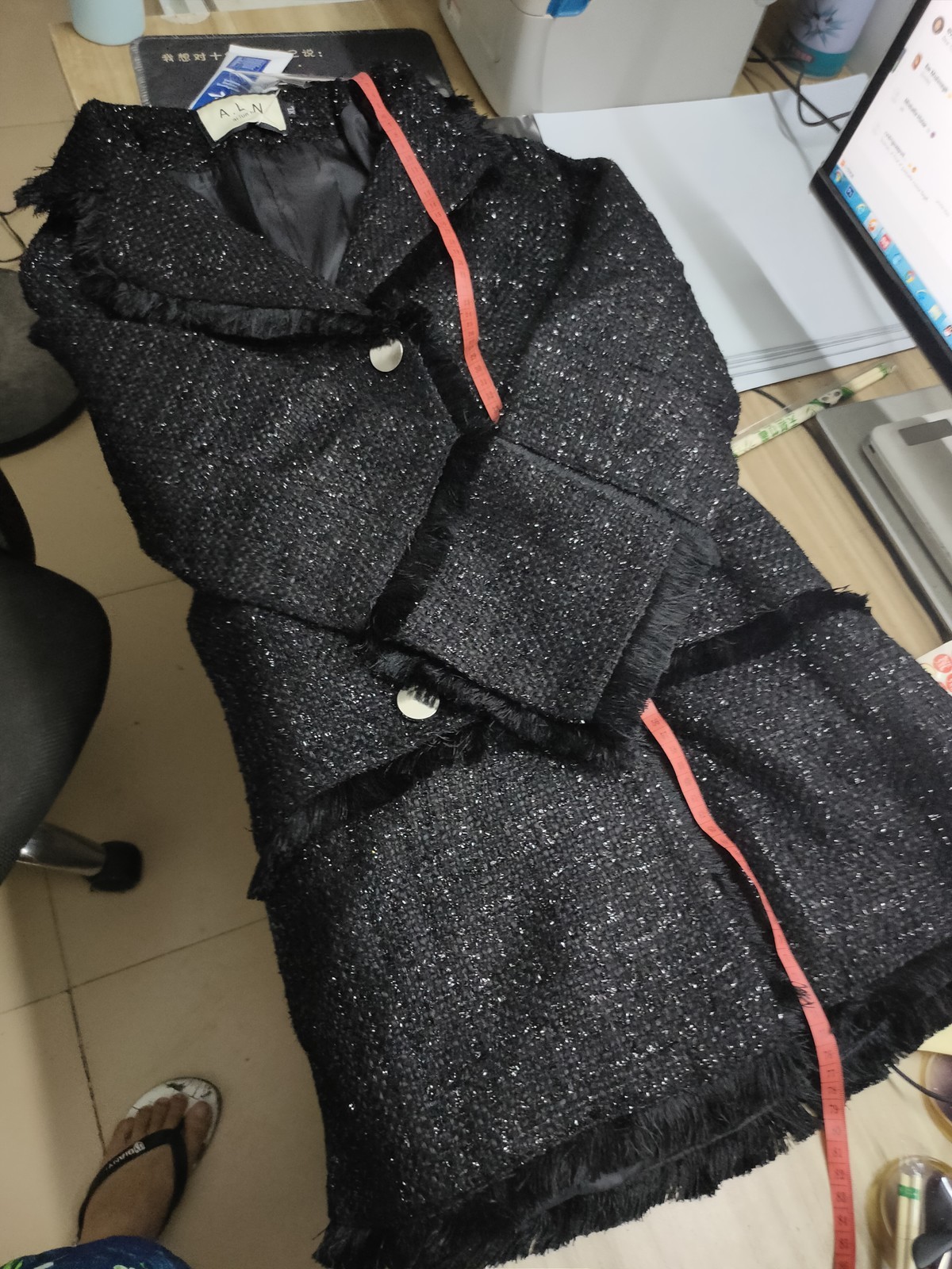 Vintage Notched Collar Tweed Tassel Patchwork Jacket Women Black Casual Double-Breasted Jackets Long Sleeve Wool Outerwear 201106