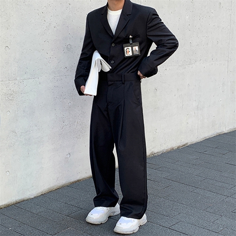 IEFB /men's autumn new single breasted suit + fashion black Wide Leg suit pants loose streetwear all-match 2 piees set 9A30 201106, Black pants
IEFB /men's autumn new single breasted suit + fashion black Wide Leg suit pants loose streetwear all-match 2 piees set 9A30 201106, Black pants