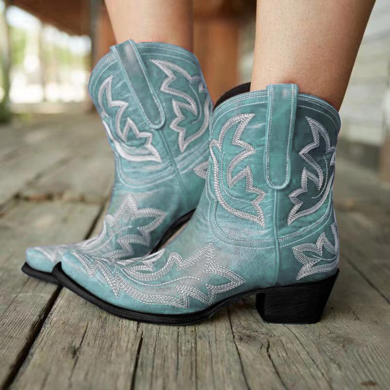 Folk Custom Totem Pattern Pointed Toe Boots Women V-shape Front Fashion Curve Short Boots Sexy Chic Embroidery Western, Blue
Folk Custom Totem Pattern Pointed Toe Boots Women V-shape Front Fashion Curve Short Boots Sexy Chic Embroidery Western, Blue