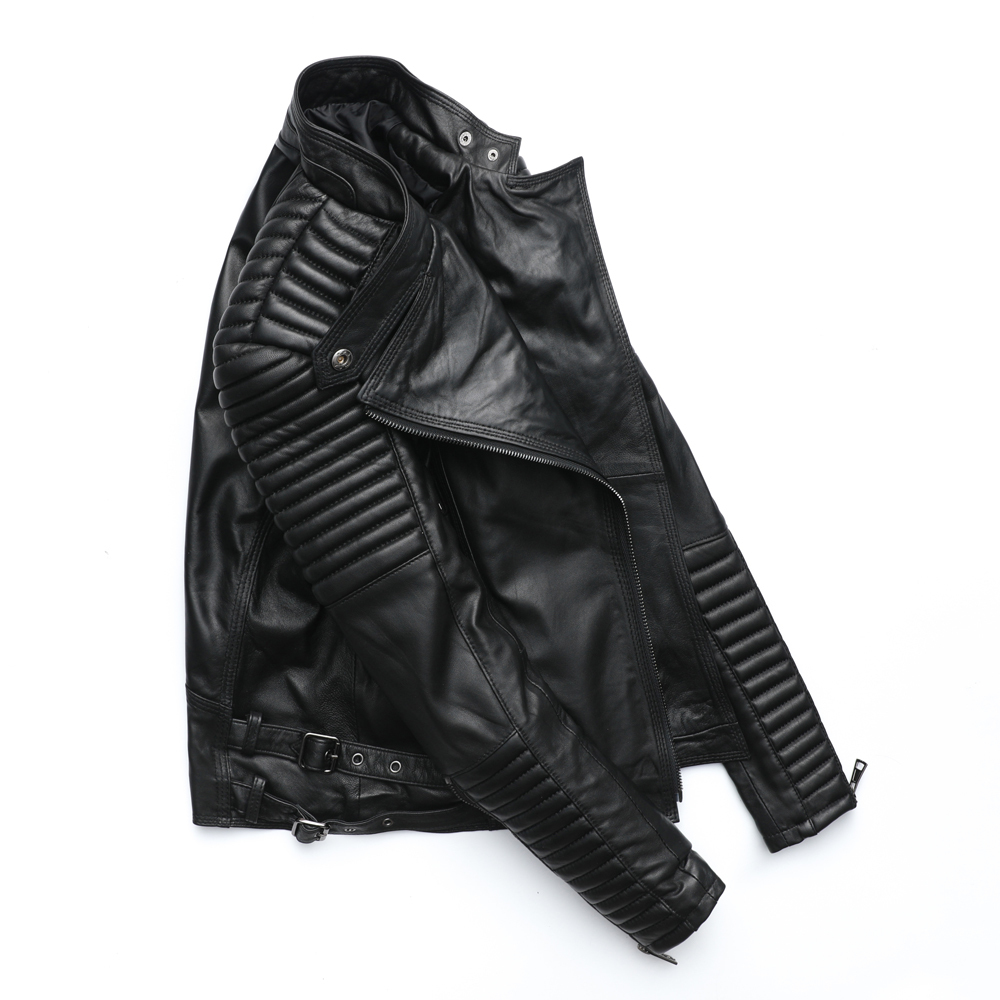 MAPLESTEED Genuine Leather Jacket Women Leather Jacket Sheepskin Black Soft Slim Fit Punk Bomber Female Leather Coat Autumn M049 201028