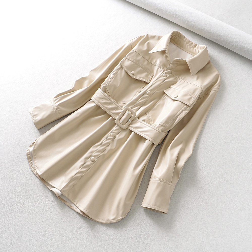 Motorcycle Women Leather Shirt Street Personality Metal Single Buttons Pu Shirt Autumn Winter Casual Long Sleeve Tops Blouse 201020