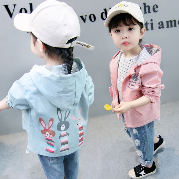 Children's clothing 3-9 years old girls jacket children spring and autumn cute baby jacket Cartoon printed rabbit windbreaker 201126