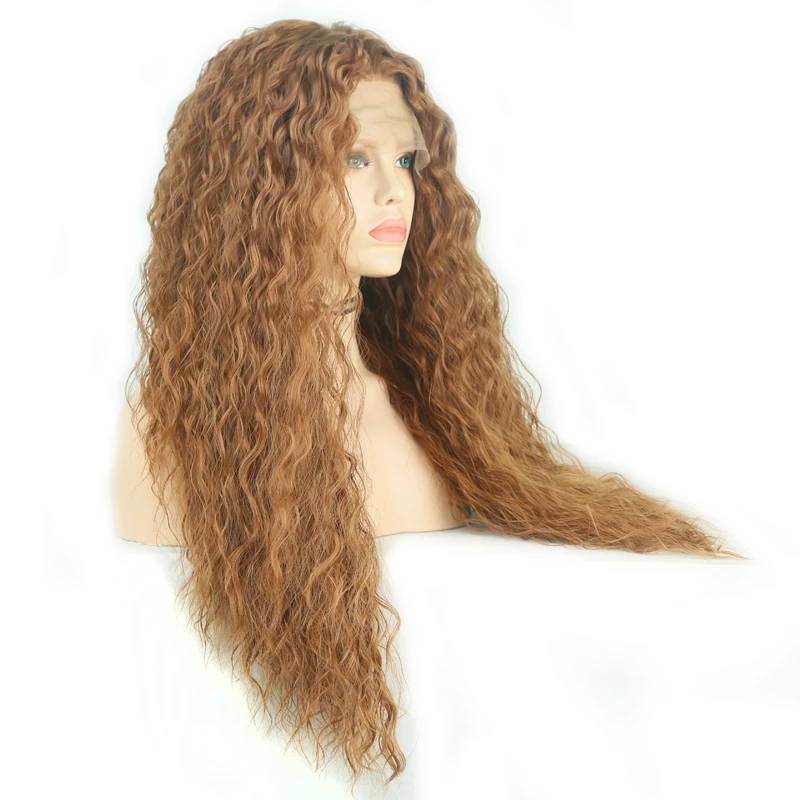 Free Part Long Curly Wig Glueless Synthetic Lace Front Wig Light Brown Wigs for Women Heat Resistant Hair Cosplay Wigs