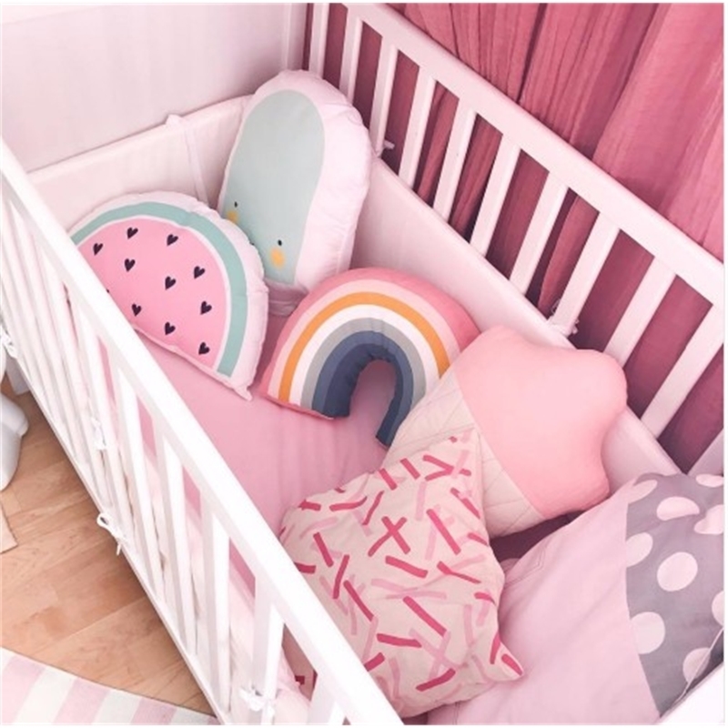 Nordic Rainbow Pillow Kids Rainbow Toys Soft Decorative Stuffed Cushion Cartoon Baby Pillow Decorate Nursery Room Decor LJ201014