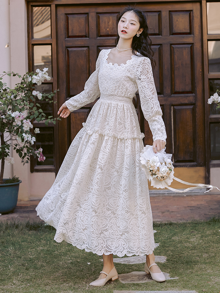 Ladies Party the Neck-neck-length Dress 2021 Summer Beige Lace Women' Robes Long Sleeve Nimt, Blue
Ladies Party the Neck-neck-length Dress 2021 Summer Beige Lace Women' Robes Long Sleeve Nimt, Blue