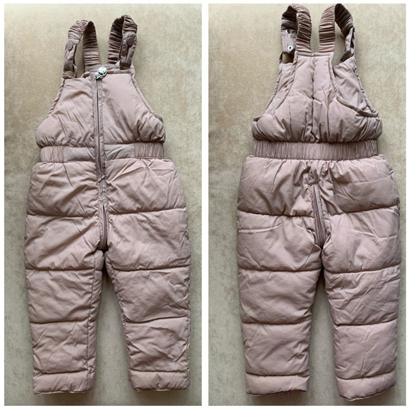 Children winter warm overalls girls & boys winter thick pants cotton filling kids overalls for girls 1-5 years children jumpsuit 201128