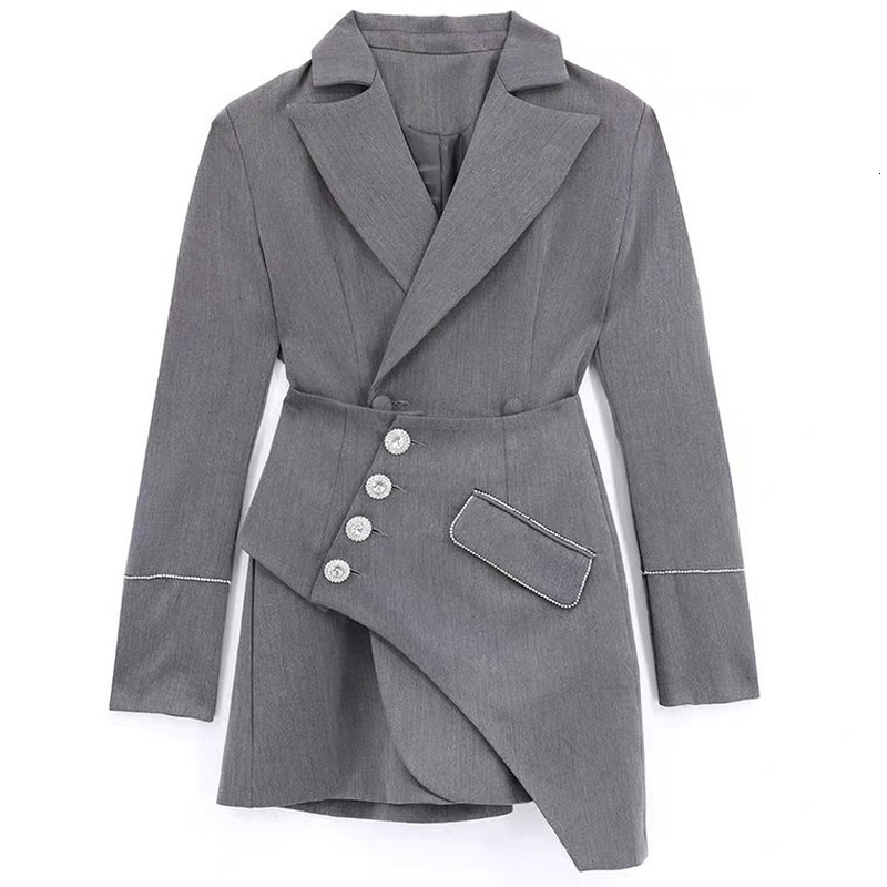 2021 New grey adjustment asymmetrical strass stitch lapel sleeve female jacket fashion spring tide lady 2 joint IB15, Gray.
2021 New grey adjustment asymmetrical strass stitch lapel sleeve female jacket fashion spring tide lady 2 joint IB15, Gray.
