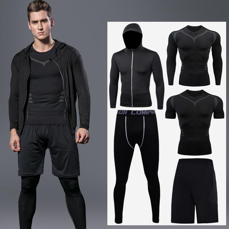 5 Pcs/Set Sports Tracksuit Men Compression Suit Gym Fitness Clothes Running Set Jogging Training Workout Sport Wear, 2pcs set 
5 Pcs/Set Sports Tracksuit Men Compression Suit Gym Fitness Clothes Running Set Jogging Training Workout Sport Wear, 2pcs set