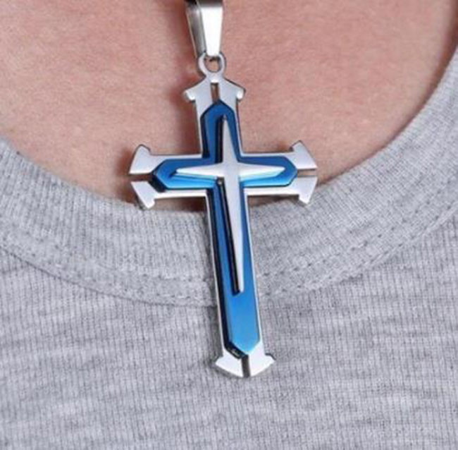 Stainless Steel Christian Cross Necklace For Men Jesus Lord's Prayer Necklaces Jewelry Religious Gift for Man Boys Wholesale Price