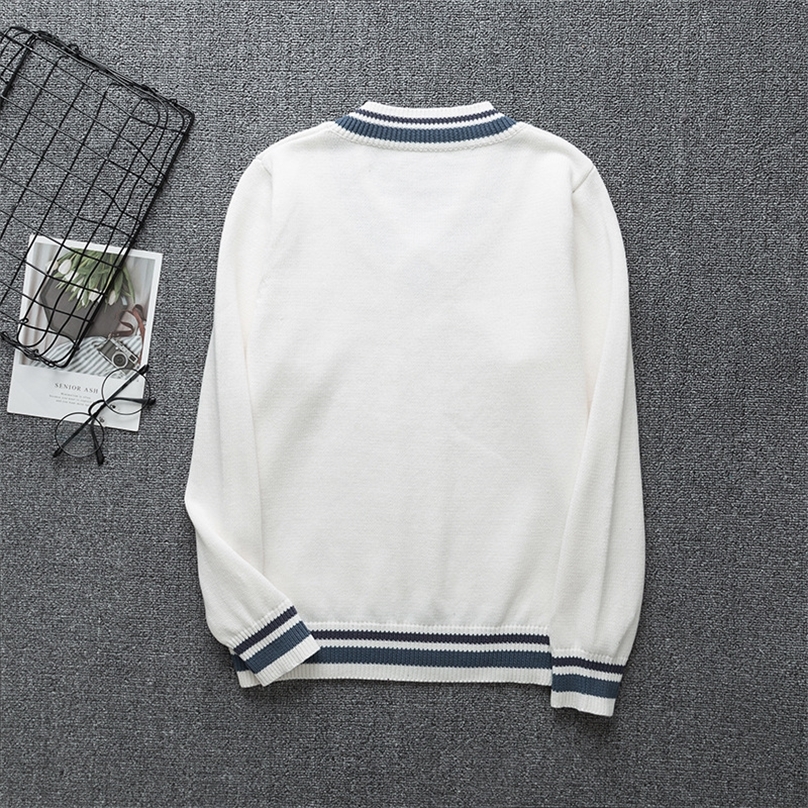 Autumn High Quality Pullover Japanese Style Students School Uniform V-neck Girls Women Sweater Long Sleeve School Uniforms 201223