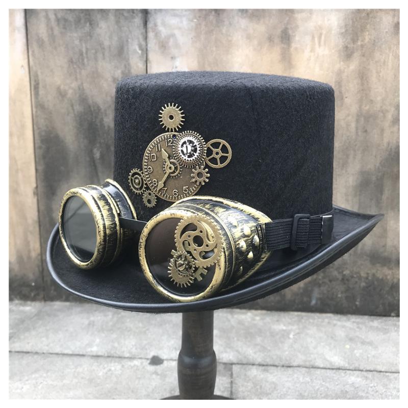 New Fashion Men Women Handmade Steampunk Top Hat With Gear Glasses Stage Magic Hat Party Bowler Size 57CM Steampunk, Black
New Fashion Men Women Handmade Steampunk Top Hat With Gear Glasses Stage Magic Hat Party Bowler Size 57CM Steampunk, Black