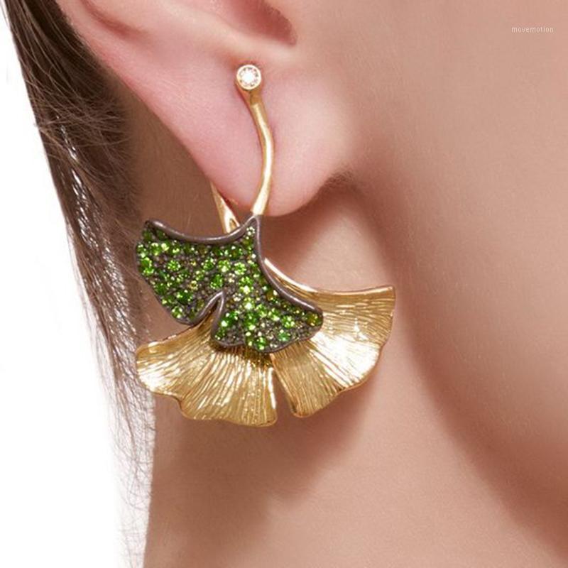 New luxury creative ginkgo leaf shape front and rear earrings gold color green color retro gift earrings Q3D2741
New luxury creative ginkgo leaf shape front and rear earrings gold color green color retro gift earrings Q3D2741