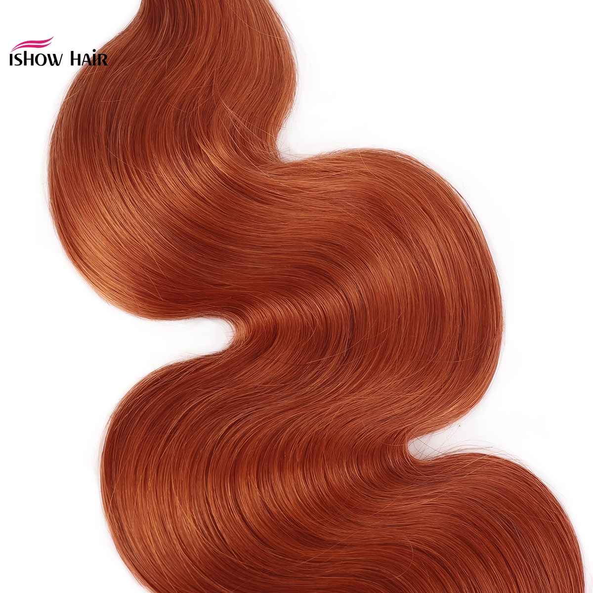 Ishow Hair Weaves Weft 4 bundles for Women All Ages Orange Ginger #350 Brazilian Peruvian Virgn Human Hair Extensions 8-28inch