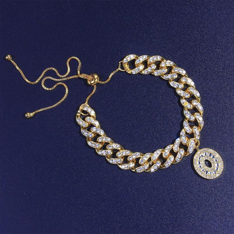 12mm DIY Gold Layered Initial Cuban Link Chain Iced Out Anklets for Women Anklet Ankle Bracelet Stainless Steel Jewelry 220216