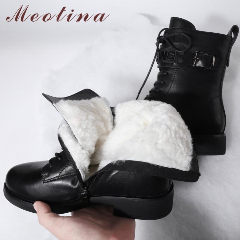 Meotina Natural Wool Fur Real Leather Mid Heel Ankle Boots Women Buckle Thick Heels Motorcycle Boots Zipper Lace Up Short, Black
Meotina Natural Wool Fur Real Leather Mid Heel Ankle Boots Women Buckle Thick Heels Motorcycle Boots Zipper Lace Up Short, Black