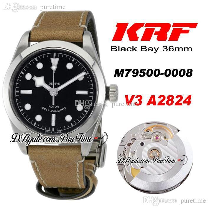 KRF V3 36mm A2824 Automatic Mens Watch Steel Polished Bezel Black Dial White Markers Brown Leather Strap Best Edition Puretime TD-A1, Slivery;brown
KRF V3 36mm A2824 Automatic Mens Watch Steel Polished Bezel Black Dial White Markers Brown Leather Strap Best Edition Puretime TD-A1, Slivery;brown