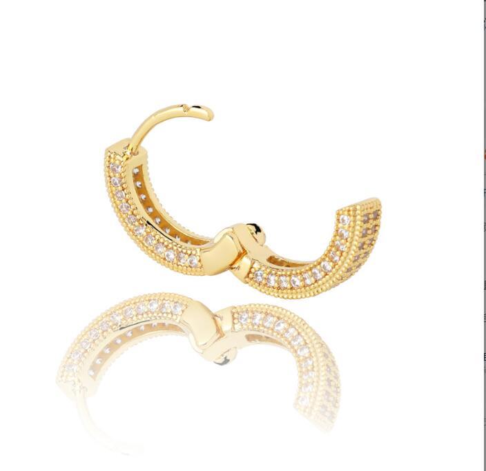 18K Gold Plated Copper Zircon Hoop Earrings Men Women Hip Hop Jewelry Iced Out Stud Earings Bling Diamond Earring for Girls5699098