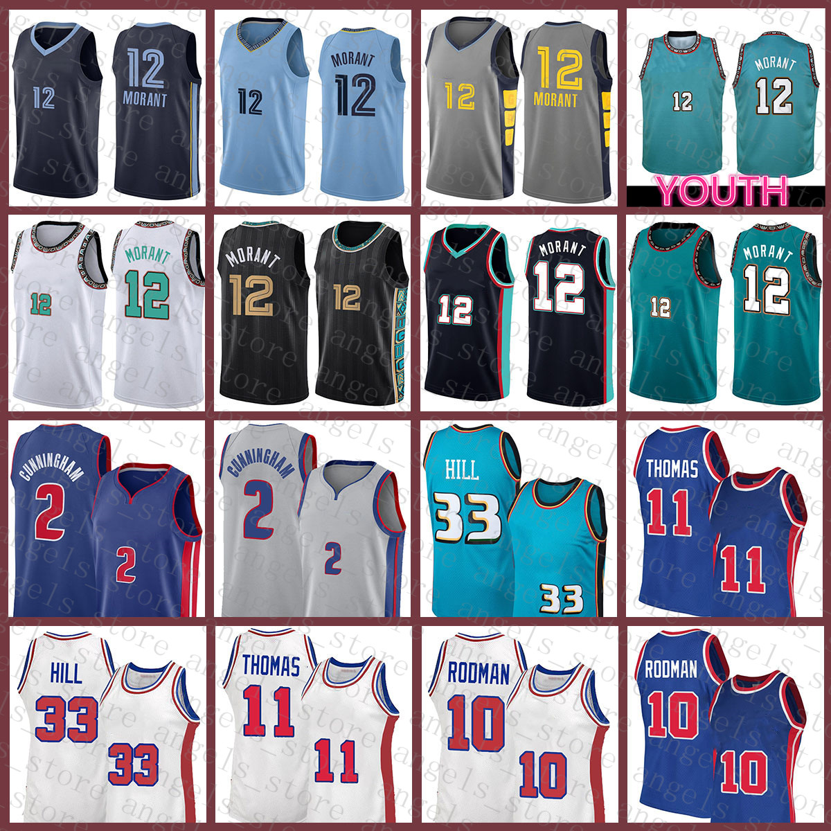2021 New Ja 12 Morant Basketball Jersey Cade 2 Cunningham Mens Grant 33 Hill Isiah 11 Thomas Dennis 10 Rodman Green, Mesh retro jersey-huosai
2021 New Ja 12 Morant Basketball Jersey Cade 2 Cunningham Mens Grant 33 Hill Isiah 11 Thomas Dennis 10 Rodman Green, Mesh retro jersey-huosai