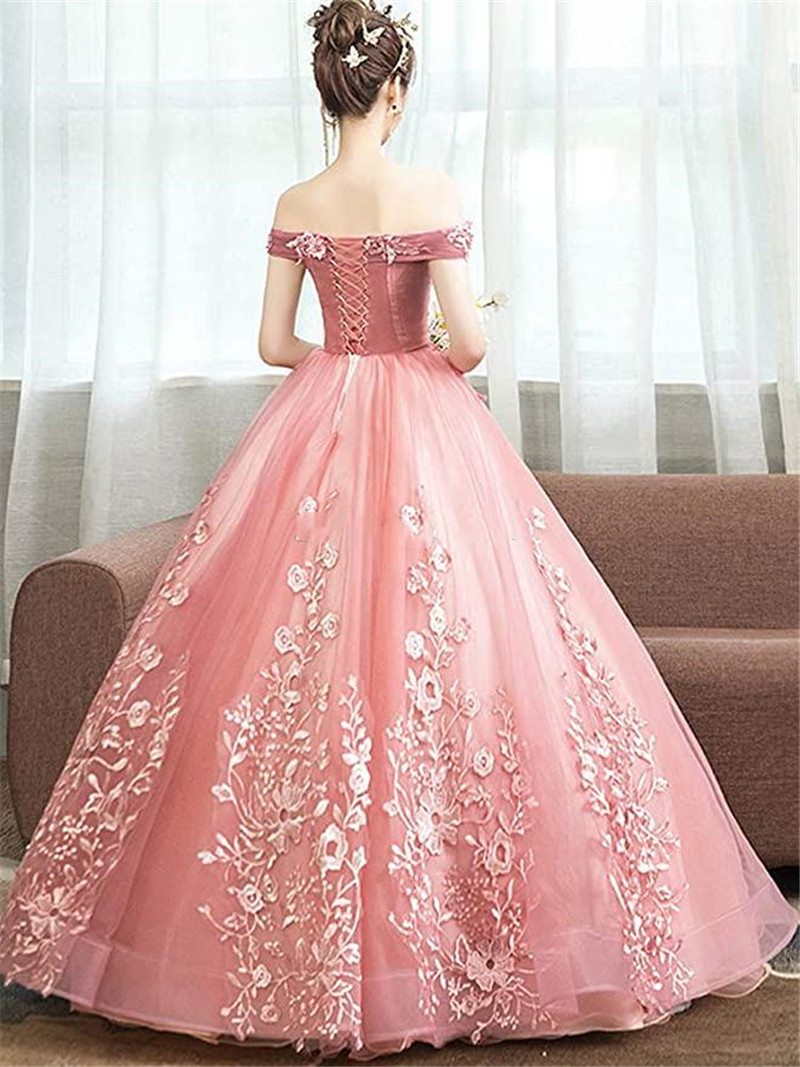 Pink Off Shoulder Ball Gown Quinceanera Dresses Lace Appliques Sweet 16 Plus Size Party Prom Evening Gowns Custom Made QC1523
