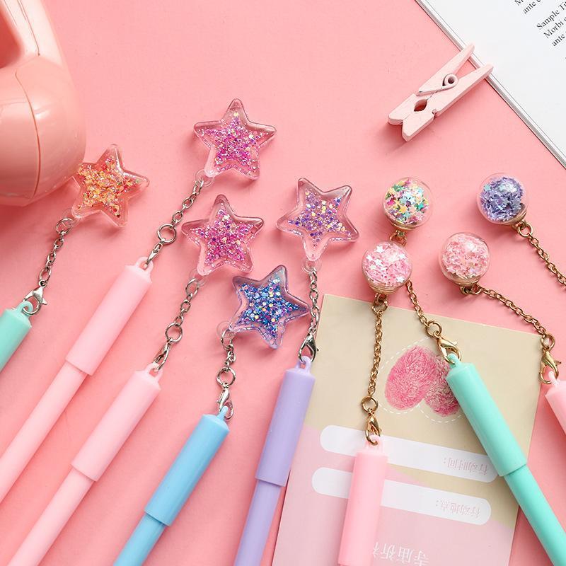 4pcs Crystal wish pendant gel pen Lovely chain star diamond decoration Black color ink pen Gift Stationery office school A67911
4pcs Crystal wish pendant gel pen Lovely chain star diamond decoration Black color ink pen Gift Stationery office school A67911