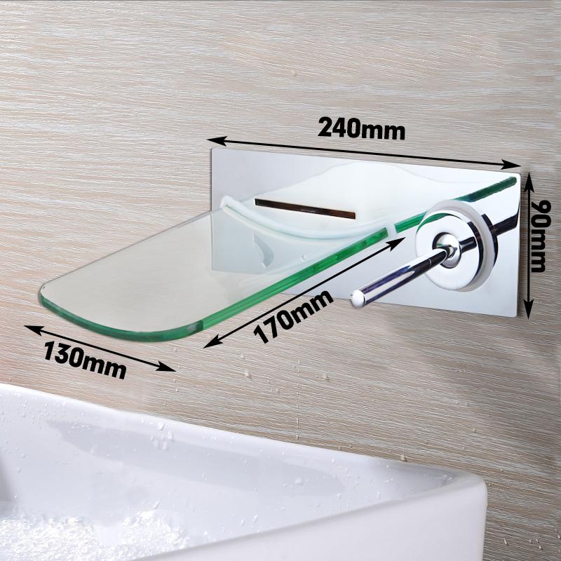 ONLY Glass Plate Wall Mounted Waterfall Glass Spout Bathroom Bathtub Faucet Spray18395087
