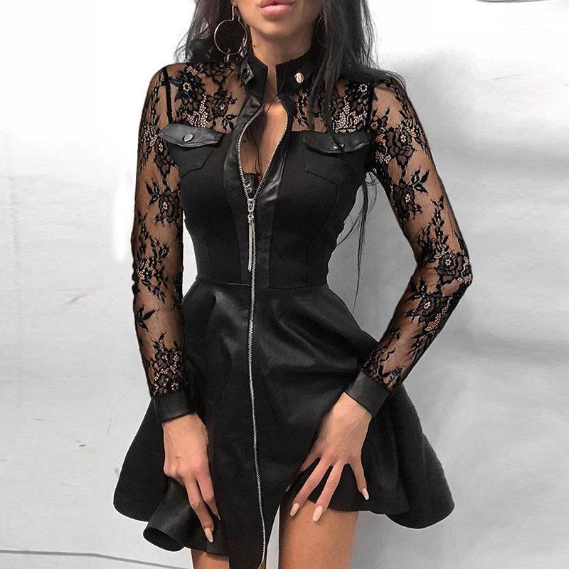Houndstooth Print Leather Flare Women' Dress Ladies Slim Faux PU Zipper Short Dresses 2021 Spring Long Sleeve Female Clothing1, Black
Houndstooth Print Leather Flare Women' Dress Ladies Slim Faux PU Zipper Short Dresses 2021 Spring Long Sleeve Female Clothing1, Black